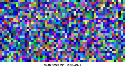 Abstract geometric background with glitch art VHS effect of pixel sorting. Mosaic of random colorful pixels like in 8bit video game.