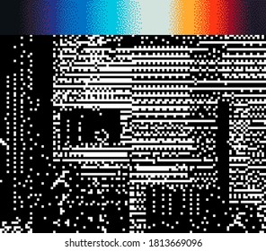 Resumen del fondo geométrico con píxeles rayados. Pantalla de computadora con efecto de ruido VHS.