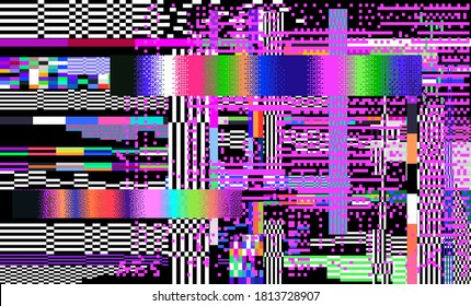 Resumen del fondo geométrico con píxeles rayados. Pantalla de computadora con efecto de ruido VHS.