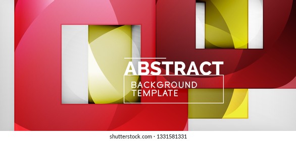 Abstract geometric background. Glossy square shapes composition on grey, minimalistic style template with copyspace. Vector design