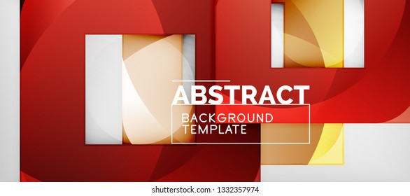 Abstract geometric background. Glossy square shapes composition on grey, minimalistic style template with copyspace. Vector design