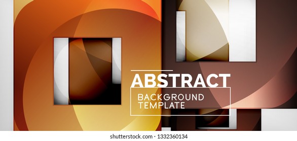 Fondo geométrico abstracto. Composición de formas cuadradas brillantes sobre una plantilla de estilo gris y minimalista con espacio de copia. Diseño de vectores
