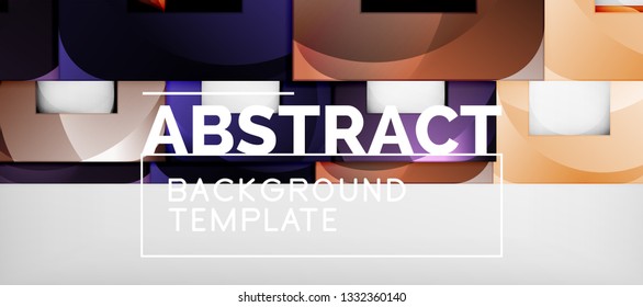 Abstract geometric background. Glossy square shapes composition on grey, minimalistic style template with copyspace. Vector design