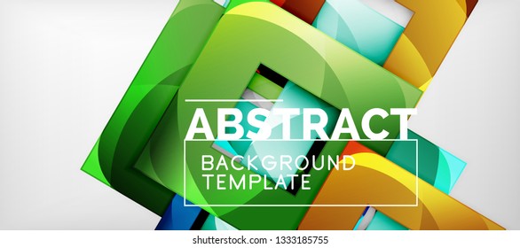 Abstract geometric background. Glossy square shapes composition on grey, minimalistic style template with copyspace. Vector design