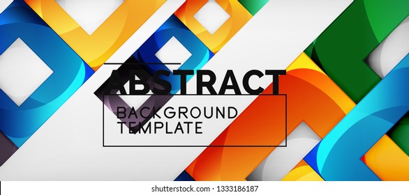 Abstract geometric background. Glossy square shapes composition on grey, minimalistic style template with copyspace. Vector design