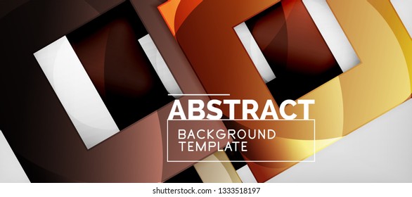 Abstract geometric background. Glossy square shapes composition on grey, minimalistic style template with copyspace. Vector design