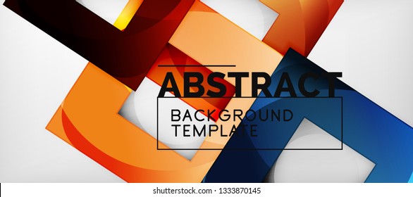 Abstract geometric background. Glossy square shapes composition on grey, minimalistic style template with copyspace. Vector design