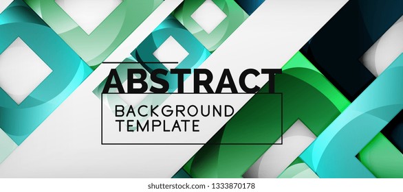 Abstract geometric background. Glossy square shapes composition on grey, minimalistic style template with copyspace. Vector design