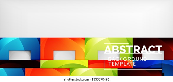 Abstract geometric background. Glossy square shapes composition on grey, minimalistic style template with copyspace. Vector design