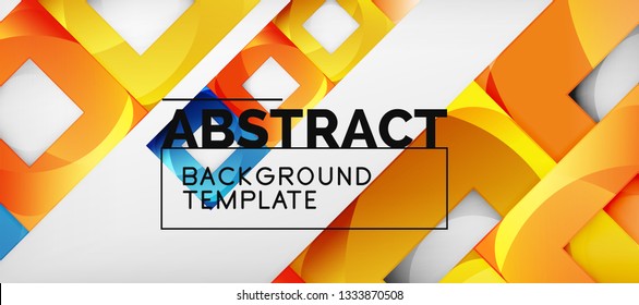 Fondo geométrico abstracto. Composición de formas cuadradas brillantes sobre una plantilla de estilo gris y minimalista con espacio de copia. Diseño de vectores