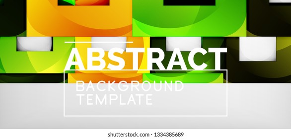 Abstract geometric background. Glossy square shapes composition on grey, minimalistic style template with copyspace. Vector design
