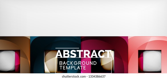 Fondo geométrico abstracto. Composición de formas cuadradas brillantes sobre una plantilla de estilo gris y minimalista con espacio de copia. Diseño de vectores