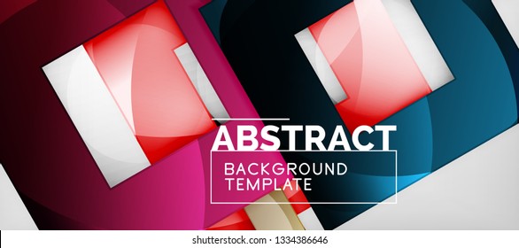 Abstract geometric background. Glossy square shapes composition on grey, minimalistic style template with copyspace. Vector design
