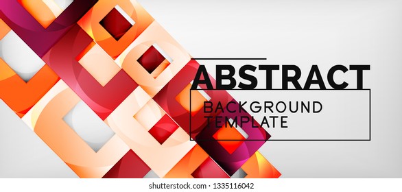 Abstrakter geometrischer Hintergrund. Glossy quadratische Formen Komposition auf grauem, minimalistischem Stil mit Kopienraum. Vektordesign