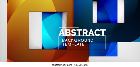 Abstract geometric background. Glossy square shapes composition on grey, minimalistic style template with copyspace. Vector design