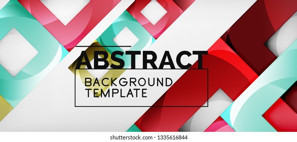 Abstract geometric background. Glossy square shapes composition on grey, minimalistic style template with copyspace. Vector design