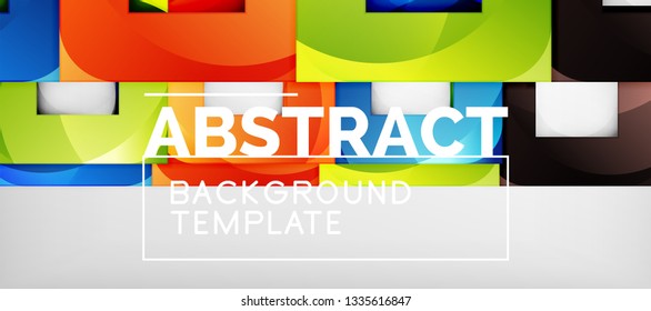 Abstrakter geometrischer Hintergrund. Glossy quadratische Formen Komposition auf grauem, minimalistischem Stil mit Kopienraum. Vektordesign