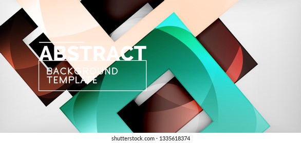 Abstrakter geometrischer Hintergrund. Glossy quadratische Formen Komposition auf grauem, minimalistischem Stil mit Kopienraum. Vektordesign