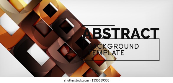 Abstrakter geometrischer Hintergrund. Glossy quadratische Formen Komposition auf grauem, minimalistischem Stil mit Kopienraum. Vektordesign