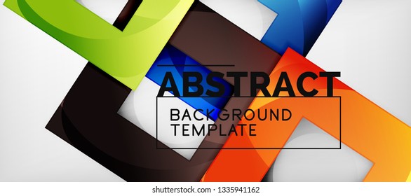 Abstract geometric background. Glossy square shapes composition on grey, minimalistic style template with copyspace. Vector design