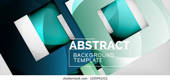 Fondo geométrico abstracto. Composición de formas cuadradas brillantes sobre una plantilla de estilo gris y minimalista con espacio de copia. Diseño de vectores