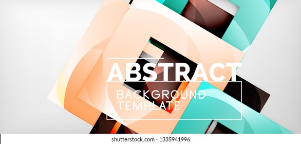 Abstrakter geometrischer Hintergrund. Glossy quadratische Formen Komposition auf grauem, minimalistischem Stil mit Kopienraum. Vektordesign