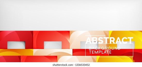 Abstract geometric background. Glossy square shapes composition on grey, minimalistic style template with copyspace. Vector design