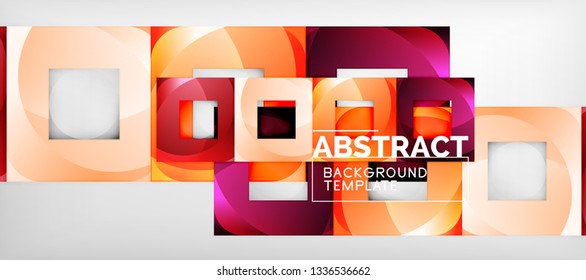 Abstrakter geometrischer Hintergrund. Glossy quadratische Formen Komposition auf grauem, minimalistischem Stil mit Kopienraum. Vektordesign