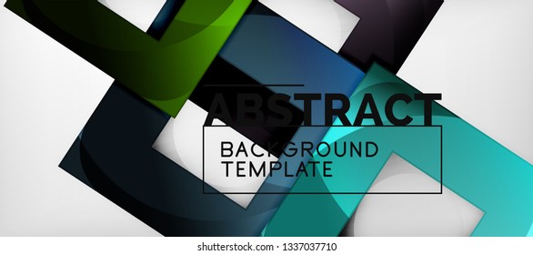 Abstract geometric background. Glossy square shapes composition on grey, minimalistic style template with copyspace. Vector design