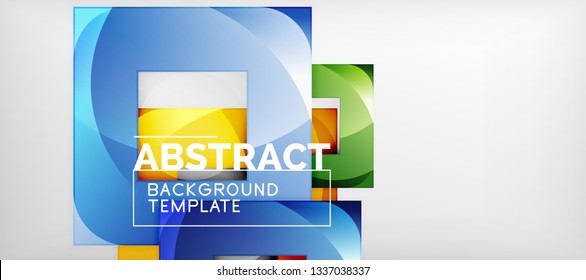 Abstrakter geometrischer Hintergrund. Glossy quadratische Formen Komposition auf grauem, minimalistischem Stil mit Kopienraum. Vektordesign
