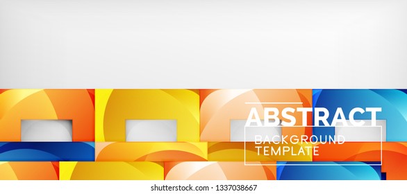 Abstract geometric background. Glossy square shapes composition on grey, minimalistic style template with copyspace. Vector design