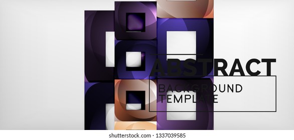Abstrakter geometrischer Hintergrund. Glossy quadratische Formen Komposition auf grauem, minimalistischem Stil mit Kopienraum. Vektordesign