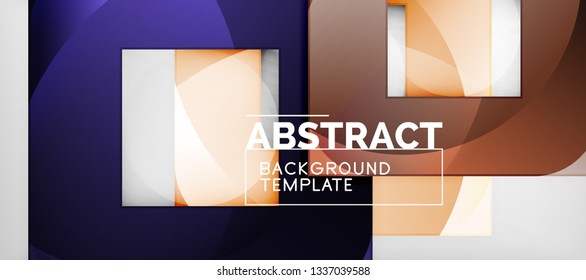 Abstrakter geometrischer Hintergrund. Glossy quadratische Formen Komposition auf grauem, minimalistischem Stil mit Kopienraum. Vektordesign