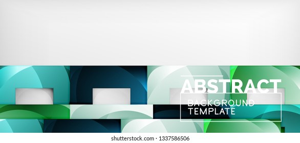 Fondo geométrico abstracto. Composición de formas cuadradas brillantes sobre una plantilla de estilo gris y minimalista con espacio de copia. Diseño de vectores