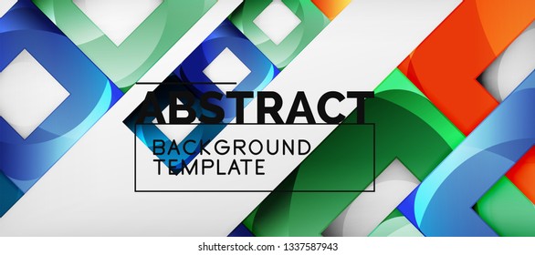 Abstract geometric background. Glossy square shapes composition on grey, minimalistic style template with copyspace. Vector design