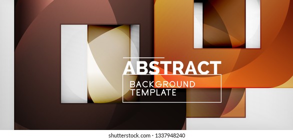 Abstract geometric background. Glossy square shapes composition on grey, minimalistic style template with copyspace. Vector design