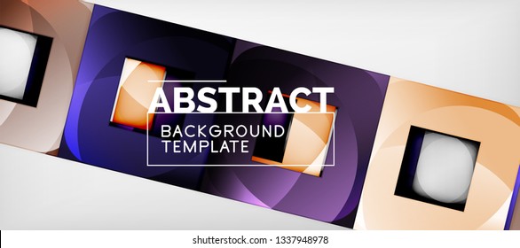 Abstract geometric background. Glossy square shapes composition on grey, minimalistic style template with copyspace. Vector design