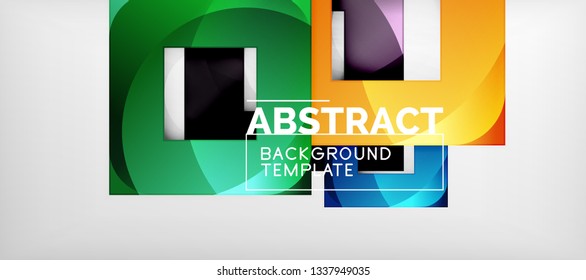 Abstrakter geometrischer Hintergrund. Glossy quadratische Formen Komposition auf grauem, minimalistischem Stil mit Kopienraum. Vektordesign