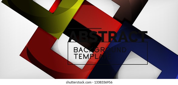 Abstract geometric background. Glossy square shapes composition on grey, minimalistic style template with copyspace. Vector design