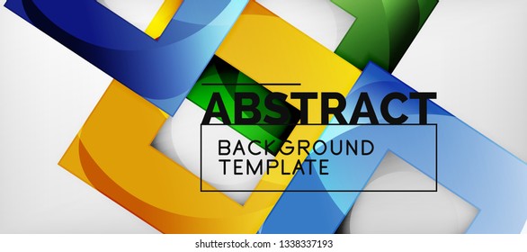 Abstract geometric background. Glossy square shapes composition on grey, minimalistic style template with copyspace. Vector design