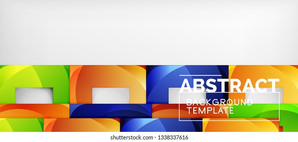Abstract geometric background. Glossy square shapes composition on grey, minimalistic style template with copyspace. Vector design