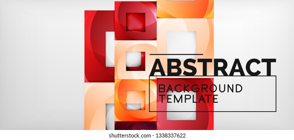 Abstract geometric background. Glossy square shapes composition on grey, minimalistic style template with copyspace. Vector design