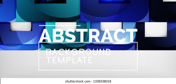 Abstrakter geometrischer Hintergrund. Glossy quadratische Formen Komposition auf grauem, minimalistischem Stil mit Kopienraum. Vektordesign