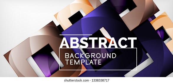 Abstrakter geometrischer Hintergrund. Glossy quadratische Formen Komposition auf grauem, minimalistischem Stil mit Kopienraum. Vektordesign