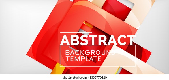 Abstract geometric background. Glossy square shapes composition on grey, minimalistic style template with copyspace. Vector design