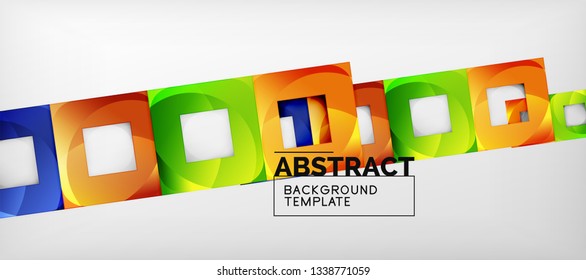 Abstrakter geometrischer Hintergrund. Glossy quadratische Formen Komposition auf grauem, minimalistischem Stil mit Kopienraum. Vektordesign