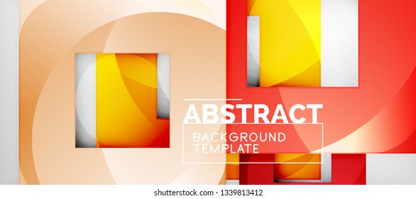 Abstrakter geometrischer Hintergrund. Glossy quadratische Formen Komposition auf grauem, minimalistischem Stil mit Kopienraum. Vektordesign