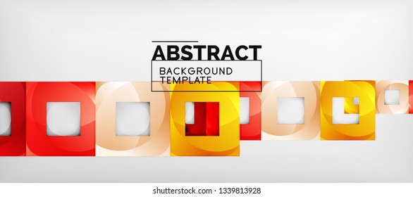 Abstract geometric background. Glossy square shapes composition on grey, minimalistic style template with copyspace. Vector design