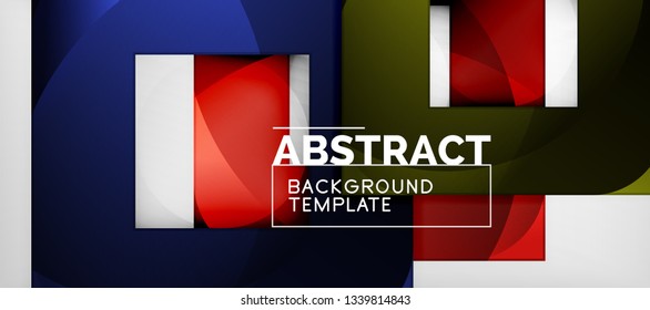 Fondo geométrico abstracto. Composición de formas cuadradas brillantes sobre una plantilla de estilo gris y minimalista con espacio de copia. Diseño de vectores