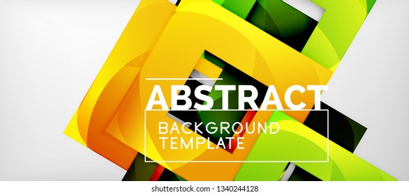 Abstract geometric background. Glossy square shapes composition on grey, minimalistic style template with copyspace. Vector design